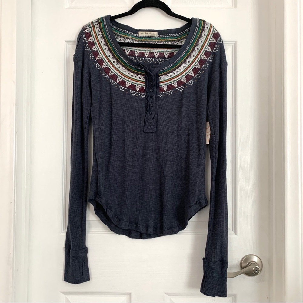 Free People Fair Isle Henley Thermal Top - Picture 3 of 7